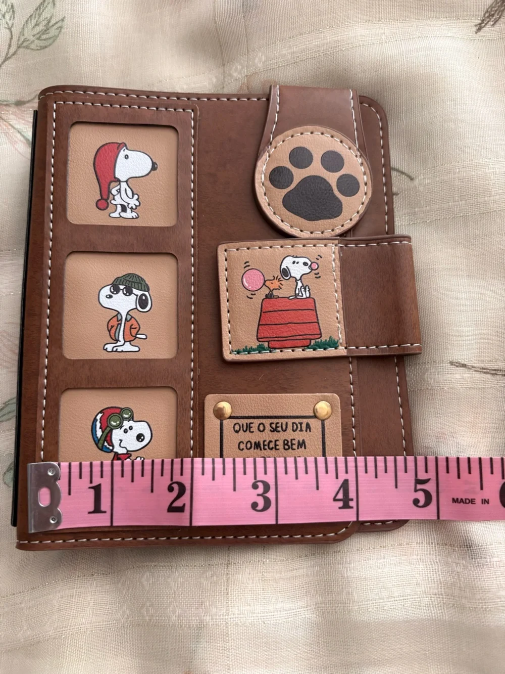 Tan Leather Snoopy Panel Notebook Cover